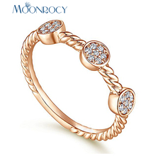 MOONROCY CZ Crystal Rings Rose Gold / Silver Color Wedding Rings Vintage Jewelry for Women Girls Gift Dropshipping Wholesale 2024 - buy cheap
