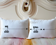 Wholesale Custom my side your side couple pillow case Personalized couple bedding cushion cover unqiue engagement gift 20"*30" 2024 - buy cheap