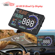 5.5" GPS speedometer A8 HUD Head Up Display LED Windscreen Projector OBD2 Scanner Speed Warning Fuel Consumption Data 2024 - buy cheap