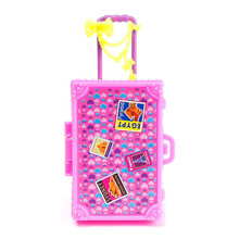 Brinquedo infantil de plástico 3d, mala de viagem fofa para barbie boneca casa presente brinquedos mobília casa de bonecas 2024 - compre barato