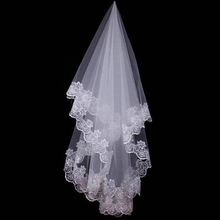 Hot Wedding Accessories Short Wedding Veil White Ivory One Layer Bridal Veil Appliques Lace Edge 2024 - buy cheap