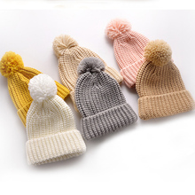 Gorros de lana de punto para niño y niña, sombrero cálido para esquiar, Crochet, Bobble, invierno, novedad 2024 - compra barato