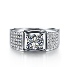 Anel teste positivo de moissanite 6.5mm, anel masculino de platina sólida, anel de casamento 950, joias masculinas 2024 - compre barato