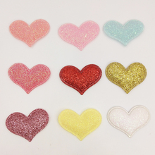 20pcs/lot Heart glitter shiny padded applique 2.8cm x 3.8cm for scrap booking girls toddler hair accessories bows 2024 - buy cheap