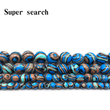 Contas redondas de pedra natural e turquesa, listras azuis e macias com 15 polegadas em fio 4 6 8 10mm, para fazer joias 2024 - compre barato