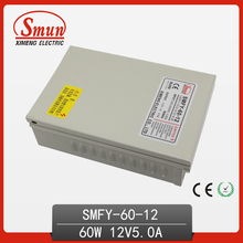 Fuente de alimentación con interruptor impermeable, caja de Metal de 60W, salida única, fiable, SMPS 60W 12V 5A (SMFY-60-12), certificado CE RoHS 2024 - compra barato