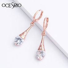 OCESRIO New Long Earrings with Stones  Round CZ Gold 585  Hanging Earrings for Women Fashion Party Jewelry ers-p93 2024 - buy cheap