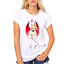 Женская модная футболка с мультяшным принтом с коротким рукавом, удобная футболка с принтом суккубуса, белый милый аниме дизайн 2024 - купить недорого