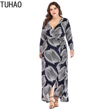 Tuhao-vestido kimono longo listrado de manga longa, feminino, 4xl 5xl 6xl, plus size, tz9101 2024 - compre barato