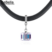 BeBella-collar con colgante de cubo colorido con cristal de Swarovski para mujer y niña, moda, boda, cumpleaños, regalo de Navidad 2024 - compra barato