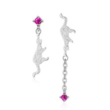 New Personality Creative Brushed Cute Animal 925 Sterling Silver Jewelry Pink Crystal Cat Temperament Stud Earrings SE626 2024 - buy cheap