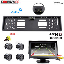 Koorinwoo-Sensores de aparcamiento para marco de matrícula europea, cámara de visión trasera para coche, Monitor de coche con 4 luces LED, HD, UE 2024 - compra barato