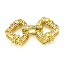 15mm*26mm New Hooks Clasps brass micro-inlaid zircon connector CZ accessories  DIY making bracelet necklace Jewelry findings 2024 - buy cheap