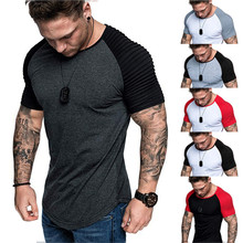 Camiseta de gimnasio para hombre, pantalón corto ajustado de manga corta, informal, color negro liso, novedad de 2019 2024 - compra barato