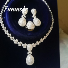 Funmode Luxury Shinning Cubic Zircon 4 Piece Set Jewelry for Women Hot Selling Necklace&bracelet&earrings Jewelry Sets F012K 2024 - buy cheap