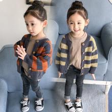 Striped Patchwork Baby Girls Knitted Cardigan Single Breasted Kids Girls Sweater Cardigan Toddler Girls Knitted Sweater Outwear 2024 - buy cheap
