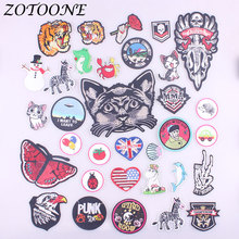 Zotoone remendos para roupas em ferro adesivos para borboleta gato tigre coração adesivos bordados etiqueta diy acessórios de vestuário c 2024 - compre barato