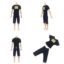2 pcs Causal Suit for Ken Dolls Clothing for Height 30cm Doll Accessorise Clothes Black T-shirt & Capri Pants Suit Boy 2024 - buy cheap