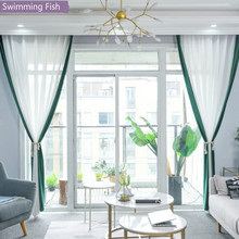 Cortina transparente de flanela + chiffon, mais nova decoração para sala de estar, quarto, janela de tule, cortina para hotel voile 2024 - compre barato