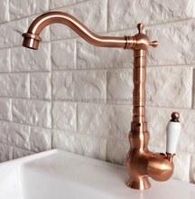 Bathroom Faucet Antique Red Copper Basin Faucet Deck Mounted Single Handle Single Hole Hot And Cold Water Tap Nnf408 2024 - buy cheap