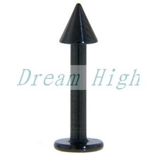 Free Shipping Black Titanium Plated Cone labret ring Lip piercing 316L Surgical steel Body jewelry 100pcs/lot promotional gift 2024 - buy cheap
