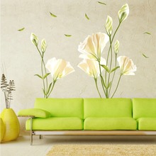 Lily Bedroom Wall Sticker 50*70CM Simplicity Lily Flowers Wall Sticker Wall Stickers Home Decor Bedroom Decal 2024 - buy cheap