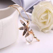 Fashion Women Jewelry Crystal Angel Wings Gold Color Long Chain Necklace Ahiny Butterfly Fairy Necklace for Girls Birthday Gift 2024 - buy cheap
