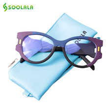 SOOLALA-Gafas protectoras de ojos de gato para mujer, lentes con bloqueo de luz azul, Marco grande, brazos anchos, antifatiga, luz azul 2024 - compra barato