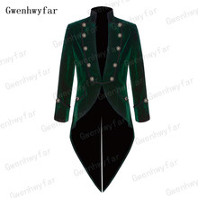 Gwenhwyfar 2018 hechos a medida de terciopelo verde oscuro de los hombres traje de chaqueta FRAC de novio esmoquin Mens trajes de fiesta de bodas chaqueta con pantalones 2024 - compra barato