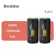 4pcs Soshine NCR 32650 battery 3.7V 7500mAh Rechargeable battery Li-ion Battery Discharge 15A Max 25A with PCB Protected Board 2024 - buy cheap