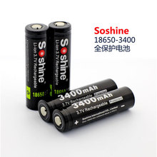 Soshine-batería recargable con protección, pila de ion de litio de alta descarga con caja de batería, 18650 V, 3,7 mAh, 3400 2024 - compra barato