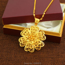Nova chegada bela flor pingente & colar de ouro cor jóias etíope para mulheres meninas presentes 2024 - compre barato