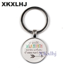 XKXLHJ Bible Verse Key Chains 25MM Glass Pendant Keychain Scripture Quote Key Ring Faith Jewelry Christian Gift 2018 2024 - buy cheap