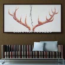 Hand Made Oil Painting On Canvas Lovely Deer Horn Oil Painting Abstract Modern Canvas Wall Art Living Room Decor Picture 2024 - buy cheap