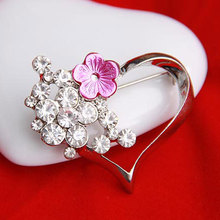Diezi broche coreano, joia em cristal, strass, coração, flor, broche para mulheres, broche de casamento 2024 - compre barato