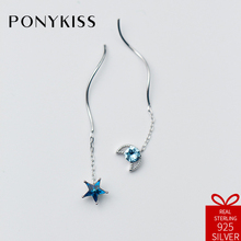 PONYKISS-pendientes colgantes de borla para mujer, Plata de Ley 925 auténtica romántica, elegante, Luna Azul, estrella de circón, accesorios para regalo 2024 - compra barato