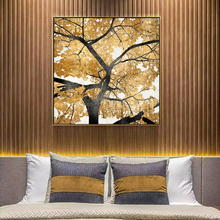 Impresiones artísticas abstractas de árboles dorados en lienzo Mdern, carteles e impresiones de textura de árbol, imágenes de paisaje para pared de sala de estar, Cuadros 2024 - compra barato