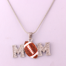 Pendant Necklace For Women Men Sporty Style MOM Letter Footbal Pattern With Beautiful Crystals Zinc Alloy Provide Dropshipping 2024 - buy cheap