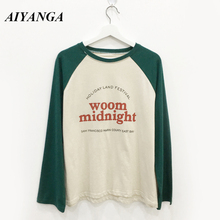 AIYANGA Long sleeve T-shirts For Women 2018 Autumn O Neck Letter Print Casual Tee Shirts Winter Under Shirt Tops Loose Big Size 2024 - buy cheap