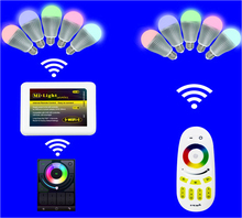 10pcs 9W 2.4Ghz RF LED RGBW Bulb + 1 piece 2.4Ghz RGBW 4-zone led touch remote(Mi-Light)+WIFI adaptor 2024 - buy cheap