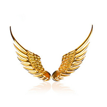 1Pair 3D Metal Angel Wing Decoration Badge Emblem Chrome Car Auto Sticker Decal (Silver,Golden) 2024 - buy cheap