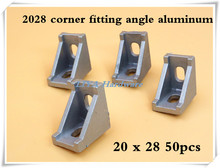 50pcs 2028 corner fitting angle aluminum 20 x 28 L  connector bracket fastener match use 2020 industrial aluminum profile 2024 - buy cheap