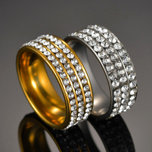 Женские кольца из нержавеющей стали, 3 ряда, прозрачные, для свадьбы 2024 - купить недорого