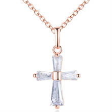 Rose Gold Color Cross Pendant Necklaces For Women Crystal Pendant Cubic Zirconia Copper Long Necklace Bijoux Jewelry Wholesale 2024 - buy cheap