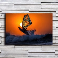 Pinturas em tela para decoração da casa, 1 peça, pára-sol, sol, céu, ondas do mar, poster da sala de estar, impressões, imagens de surf, arte na parede do hotel 2024 - compre barato