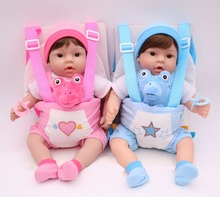 40cm Silicone Reborn Baby Doll Toy Vinyl bebe alive twins blue/pink  baby carrier sling bonecas realistic Toy Kid Birthday Gift 2024 - buy cheap