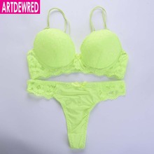 ARTDEWRED-Conjunto de Bikini a la moda para mujer, lencería Sexy sin costuras, Push-Up, sujetador, bragas de Tanga que, copa de CD 34, 36, 38, 42 2024 - compra barato