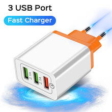 3 USB Port Charger Quick Charge 3.0 For iPhone X 8 iPad EU Plug Fast Wall Charger For Samsung Xiaomi Huawei Mobile phone Charger 2024 - compre barato