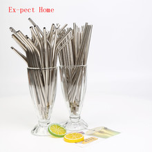 Straws Batch 200pcs/lot Metal Straw Reusable Wholesale Stainless Steel Drinking Tubes 215mm*6mm Straight Bent Straws For Drink 2024 - buy cheap