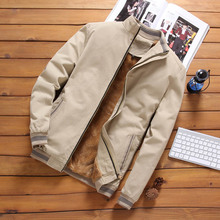 Модная мужская бейсбольная куртка, осенняя, зимняя, толстая, с бархатной подкладкой, повседневная, однотонная, мужской тонкий жакет, верхняя одежда, M-4XL 2024 - купить недорого